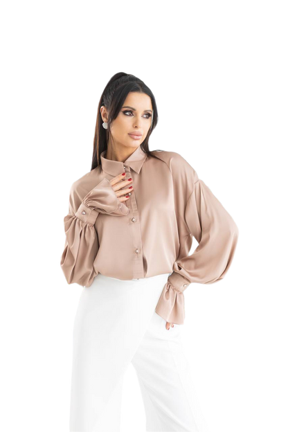 Premium Silk Shirt for Women in Beige and Marsala Colors