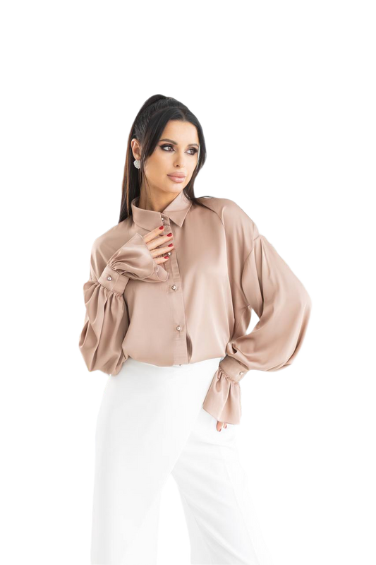 Premium Silk Shirt for Women in Beige and Marsala Colors