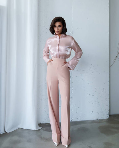 Premium Organza Blouse for Women in Black Milky Powder Pink