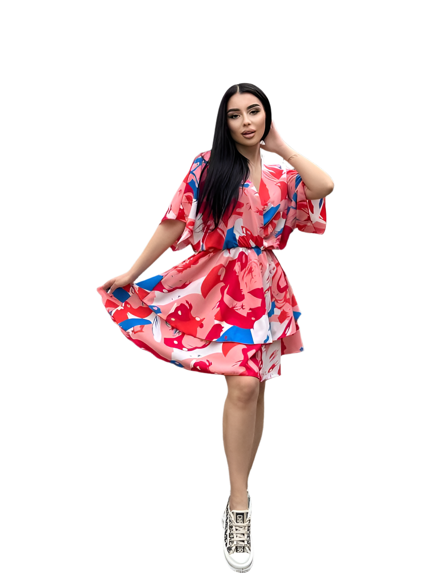 Bright Color Mini Dress in Silk Soft Fabric