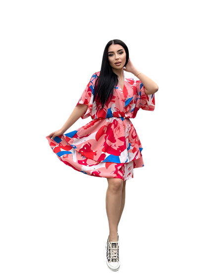 Bright Color Mini Dress in Silk Soft Fabric