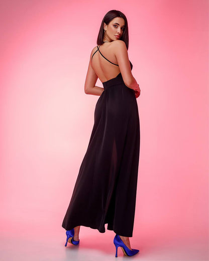 Elegant Crepe Silk Evening Dress for Women