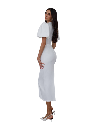Elegant Midi Dress for Women in Premium Suiting Crepe