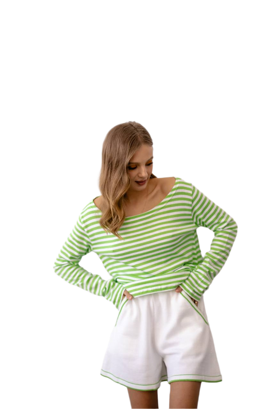 Womens Sailor Costume Set Green White Cotton