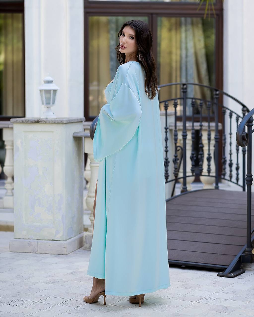 Womens Satin Cape and Mini Dress Set
