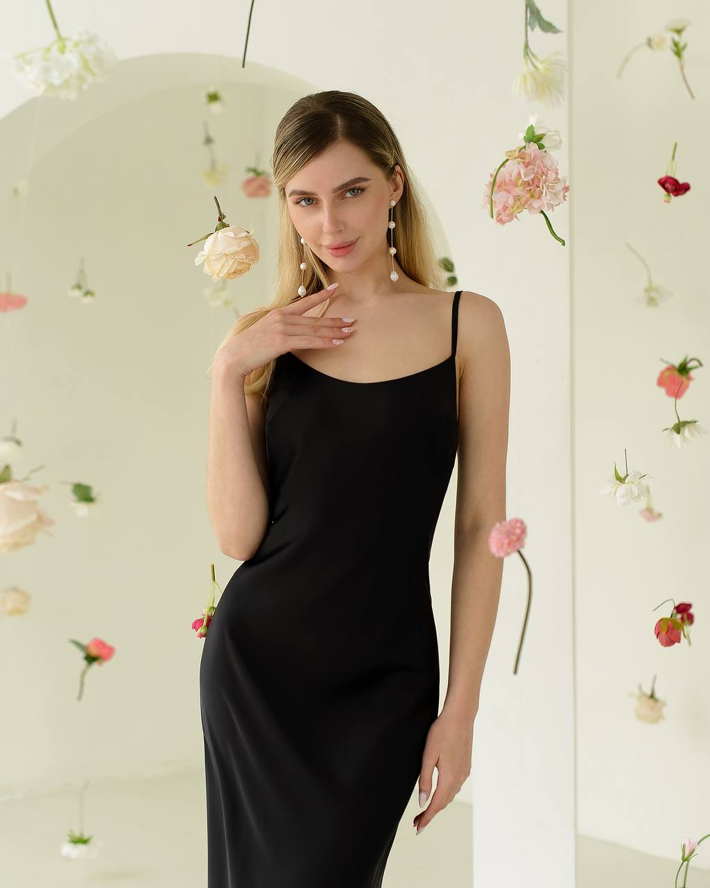 Premium Satin Dress-Slip for Women Black Cream Powder Blue Emerald