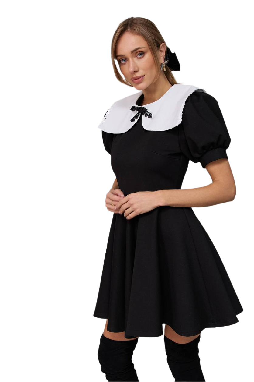 Women's School Girl Dress with White Collar