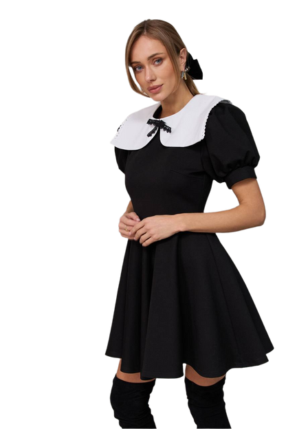 Women's School Girl Dress with White Collar