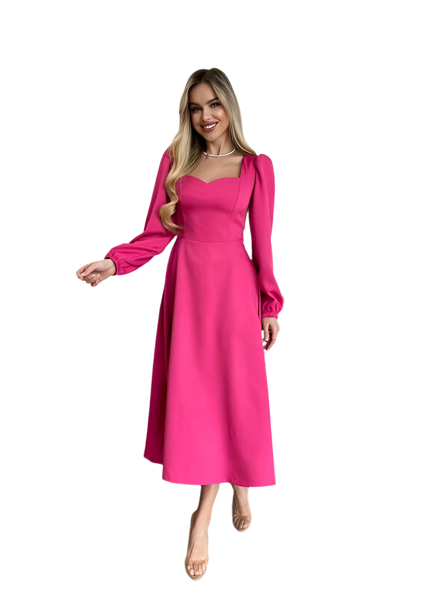 Elegant Pink Midi Dress for Special Occasions and Casual Wear