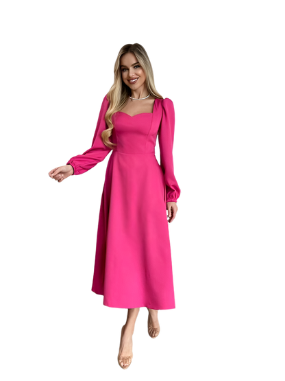 Elegant Pink Midi Dress for Special Occasions and Casual Wear