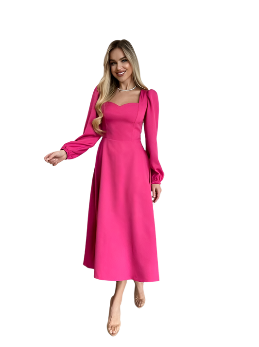 Elegant Pink Midi Dress for Special Occasions and Casual Wear