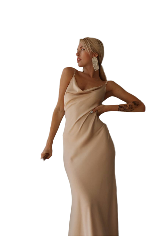 Women Silk Combination Mary Elegant Long Slip Dress