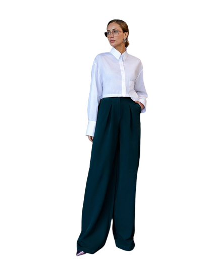 Womens Cropped White Cotton Blouse Premium Quality