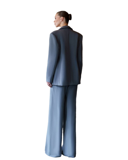 Womens Grey Viscose Blend Suit Blazer and Trousers