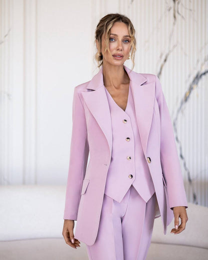 Womens Three Piece Suit with Blazer Vest and Trousers