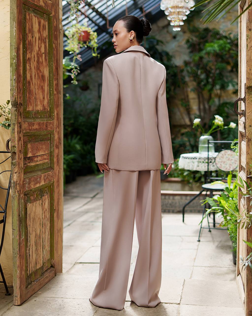 Womens Premium Diagonal Suiting Crepe Suit Jacket and Trousers