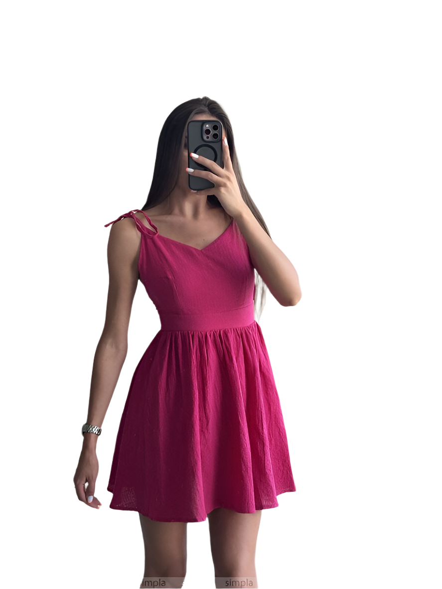 Women Pink Sleeveless Linen Sarafan Dress