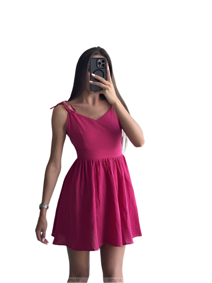 Women Pink Sleeveless Linen Sarafan Dress