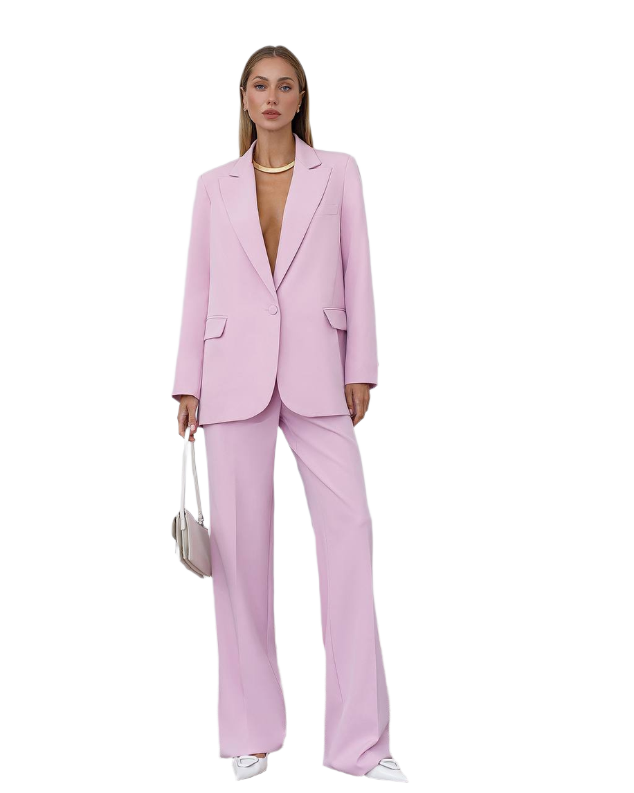 Womens Double Suit Premium Diagonal Suiting Crepe Blazer and Pants Set