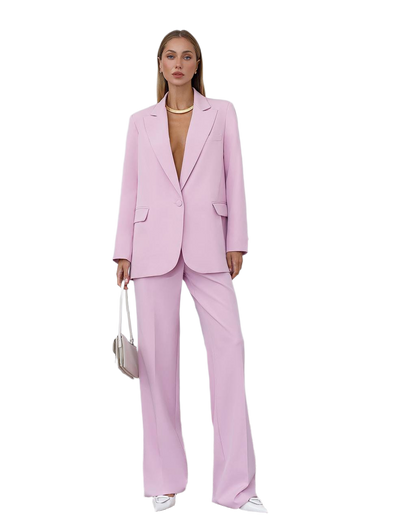 Womens Double Suit Premium Diagonal Suiting Crepe Blazer and Pants Set