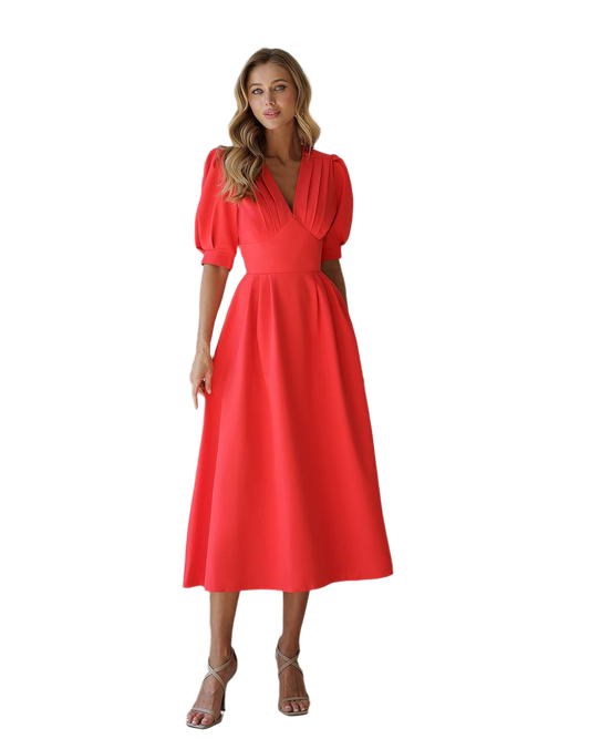 Ladies Elegant Midi Dress in Premium Crepe Fabric