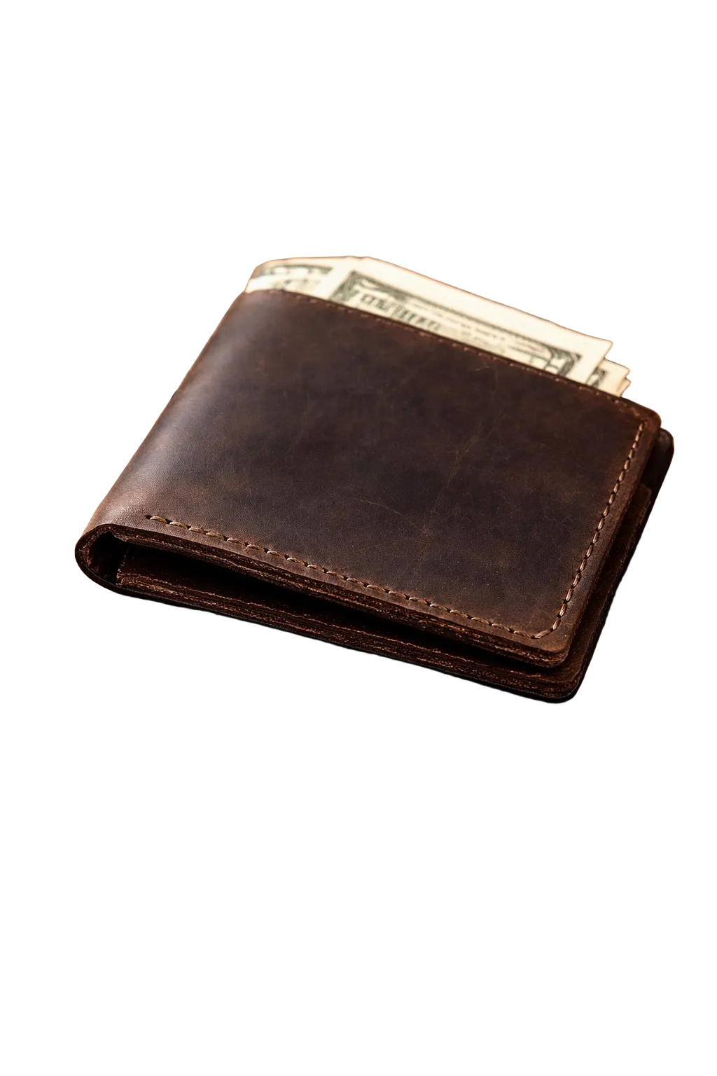 Handmade Mens Bifold Leather Wallet Crazy Horse Leather Gift for Him Minimalist Wallet