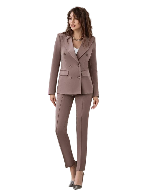 Womens Tailored Suit with Double Breasted Blazer and Trousers