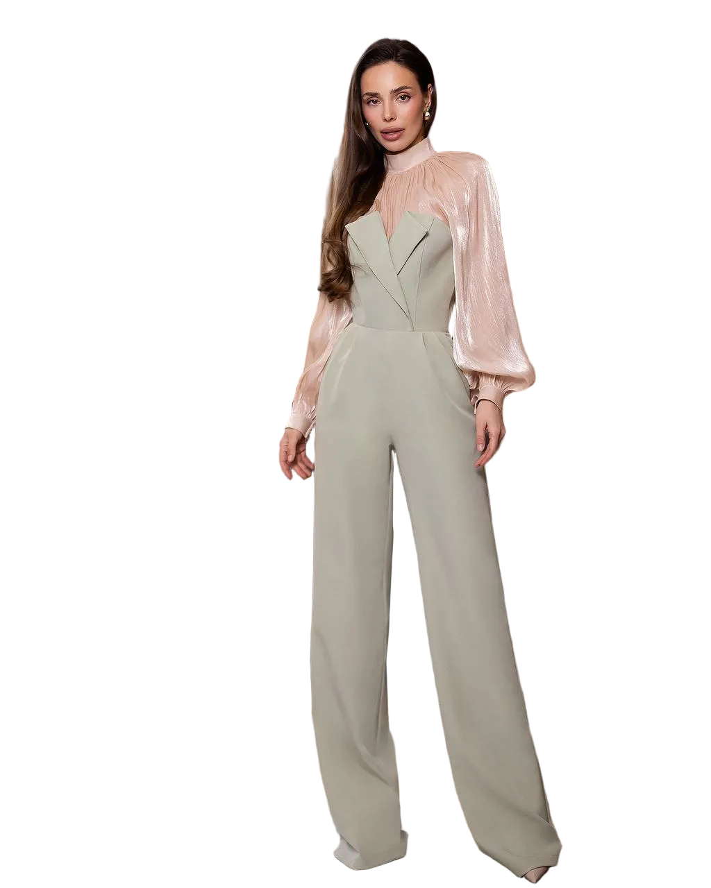 Womens Corset Jumpsuit with Tailored Wide Leg Trousers