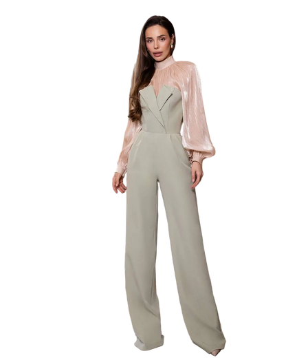 Womens Corset Jumpsuit with Tailored Wide Leg Trousers