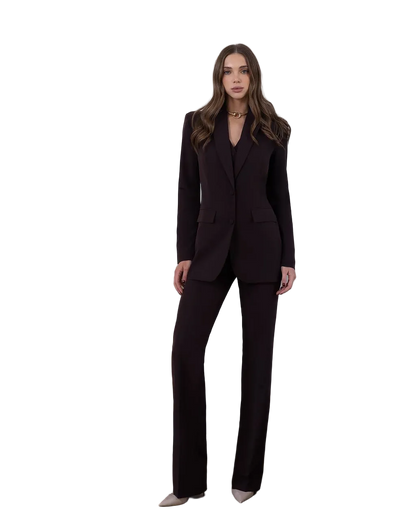 Womens Three Piece Suit with Vest and Trousers in Diagonal Crepe
