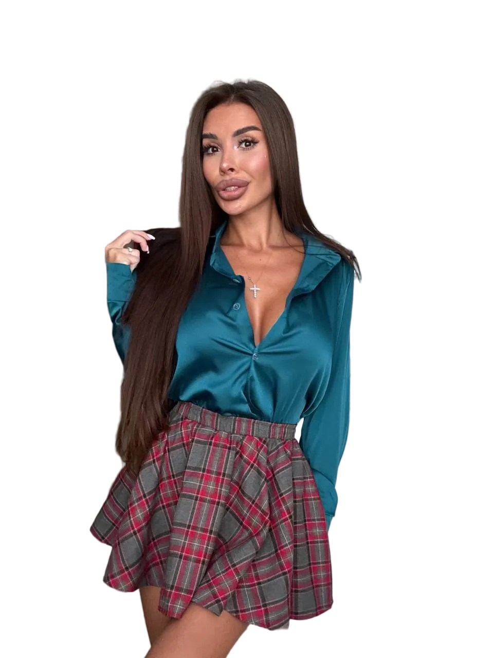 Teal Silk Blouse Womens Satin Shirt Long Sleeve Elegant Button Down