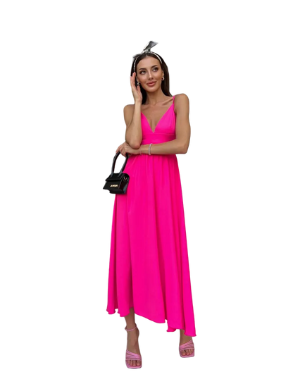 V Neck Maxi Dress Premium Knitwear Sleeveless Spaghetti Strap Summer Dress