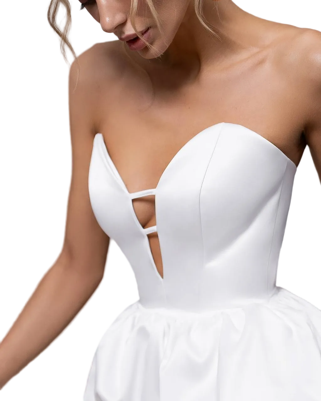 White Strapless Corset Top Dense Mango Satin Bridal Bustier
