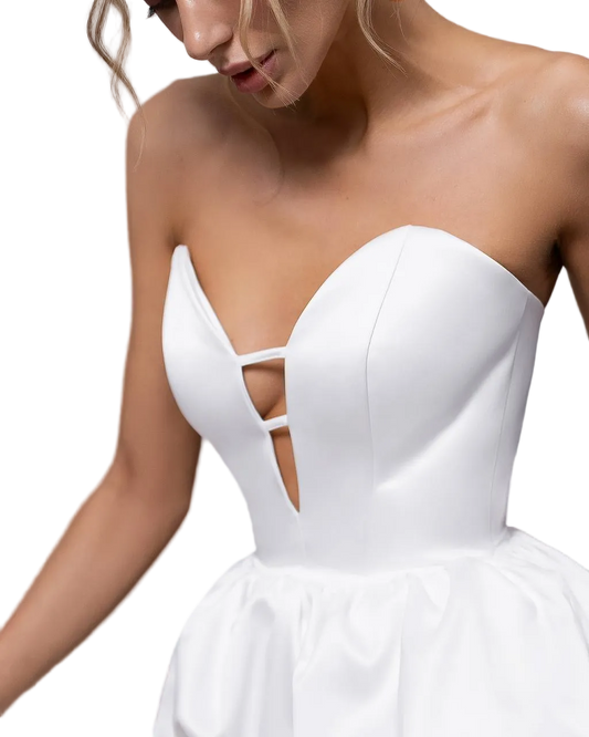 White Strapless Corset Top Dense Mango Satin Bridal Bustier
