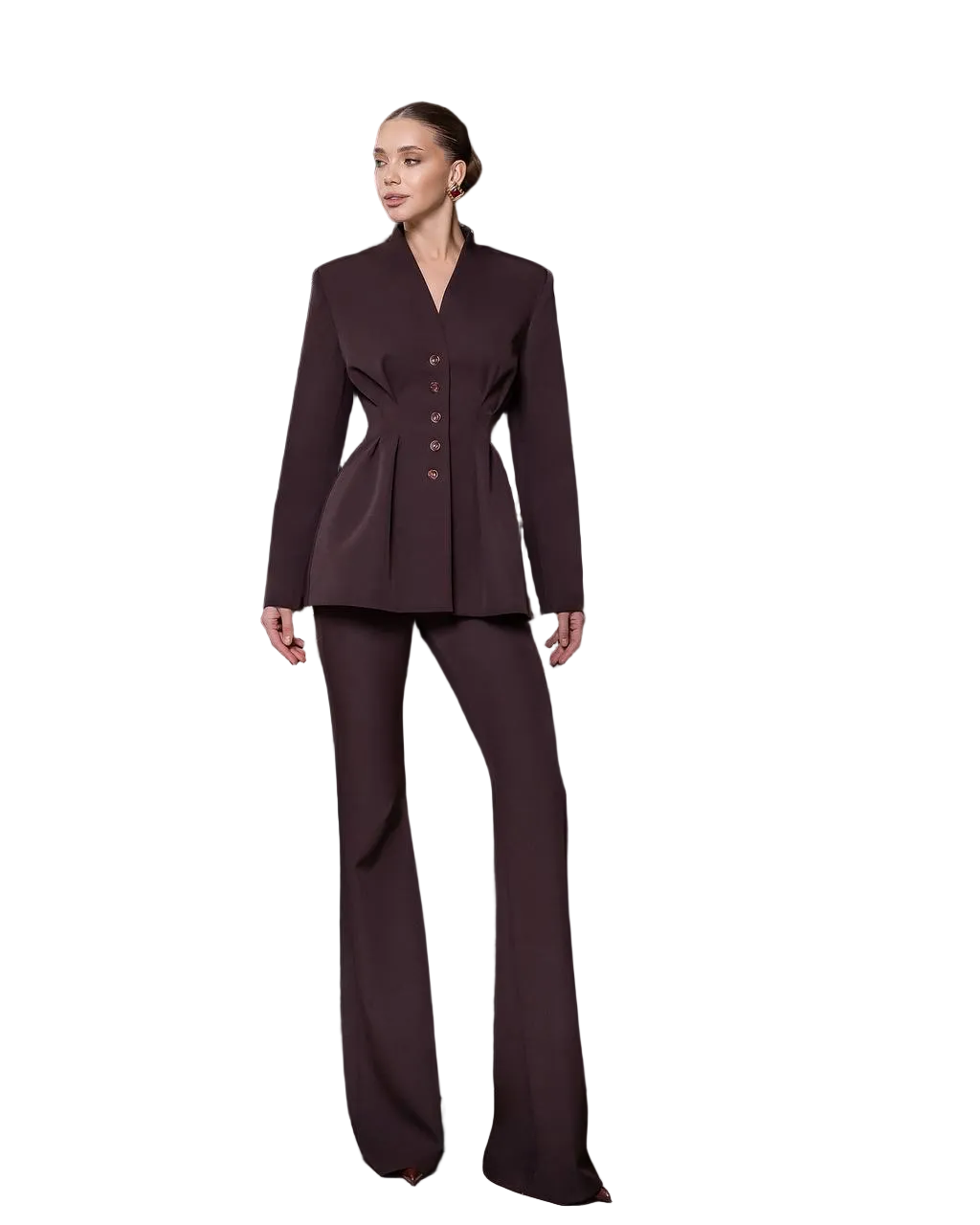 Chocolate Tailored Womens Suit Blazer and Pants Premium Crepe