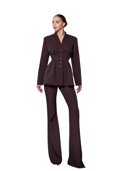 Chocolate Tailored Womens Suit Blazer and Pants Premium Crepe