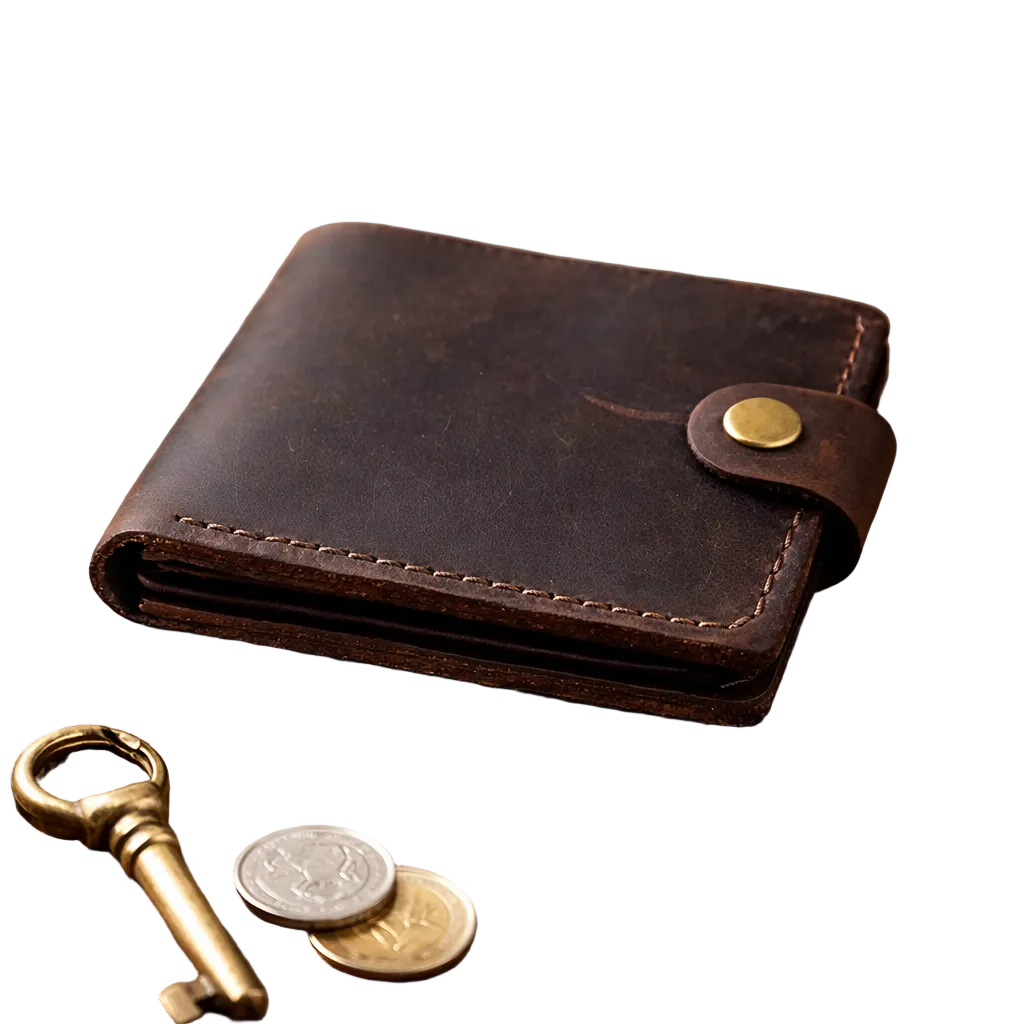 Handmade Leather Wallet for Men Gift for Him Bifold Wallet with Coin Pocket