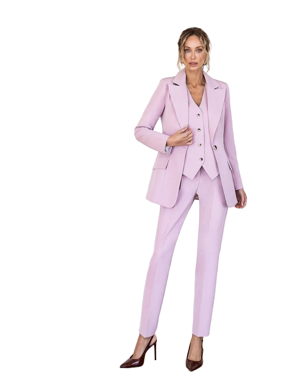 Womens Three Piece Suit with Blazer Vest and Trousers