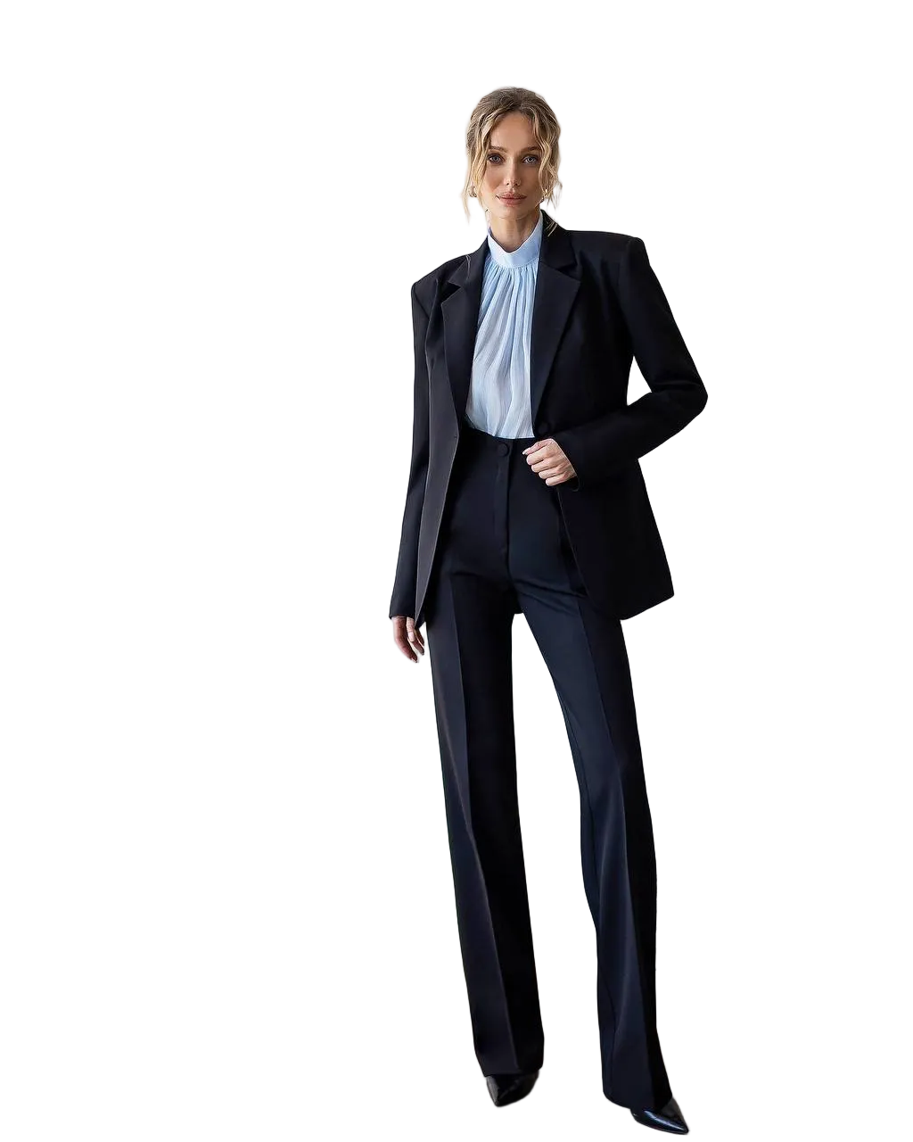 Womens Black Tailored Suit Suiting Crepe Diagonal Blazer Trousers