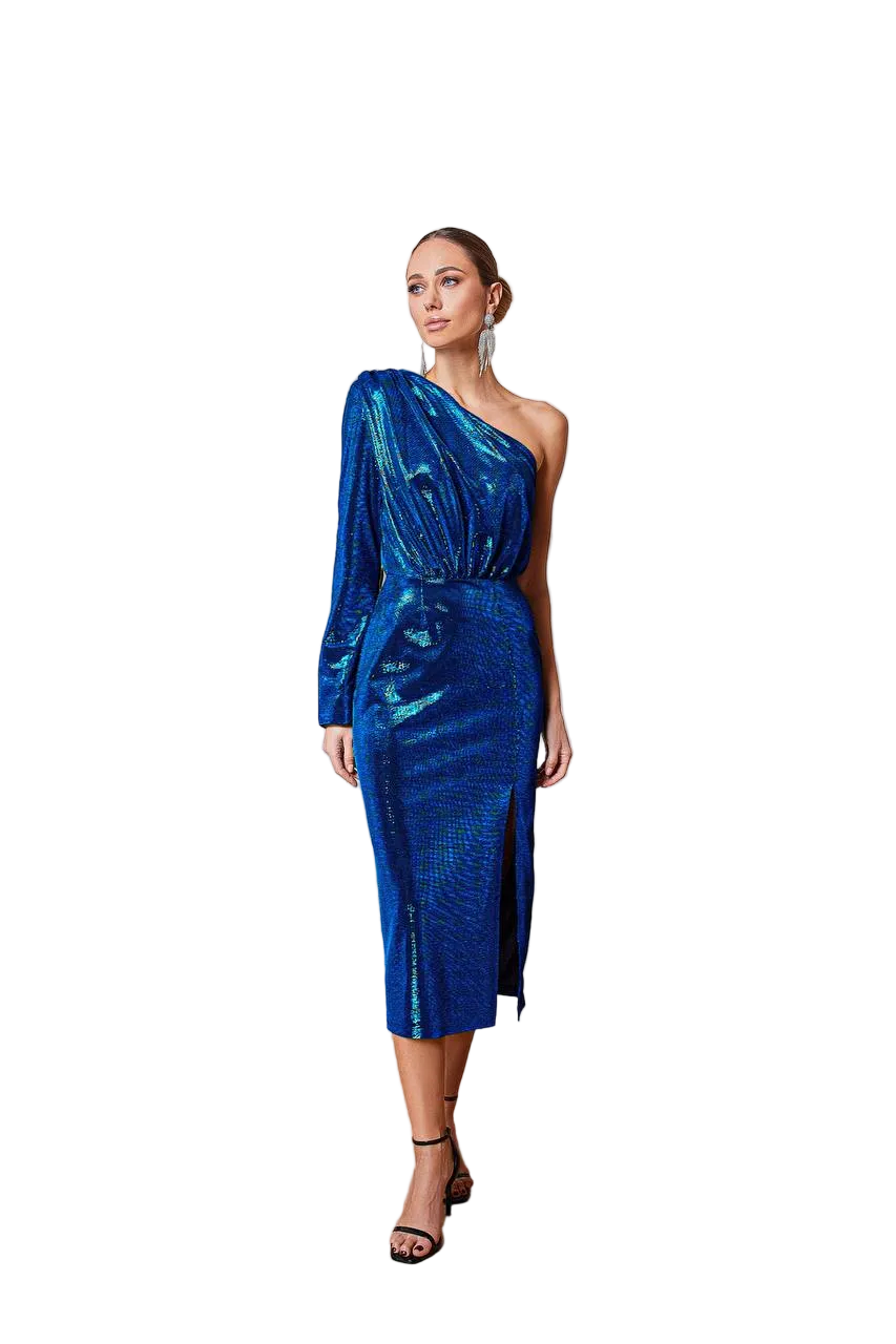 One Shoulder Midi Dress Electrician Moonlight Jersey Evening Dress