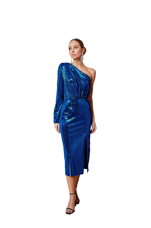 One Shoulder Midi Dress Electrician Moonlight Jersey Evening Dress