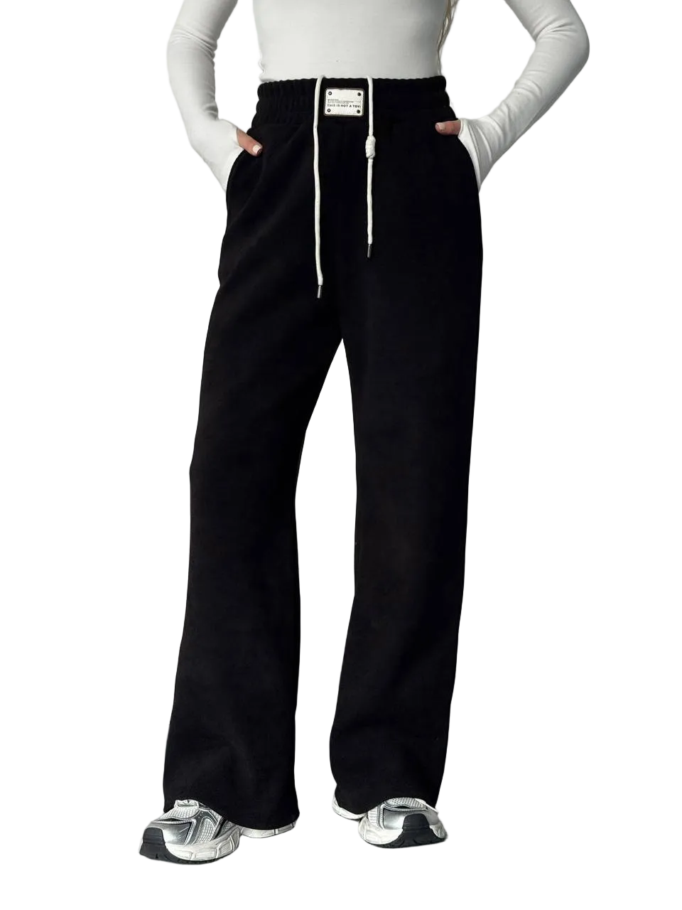 Black Corduroy Fleece Lined Trousers Warm Casual Pants