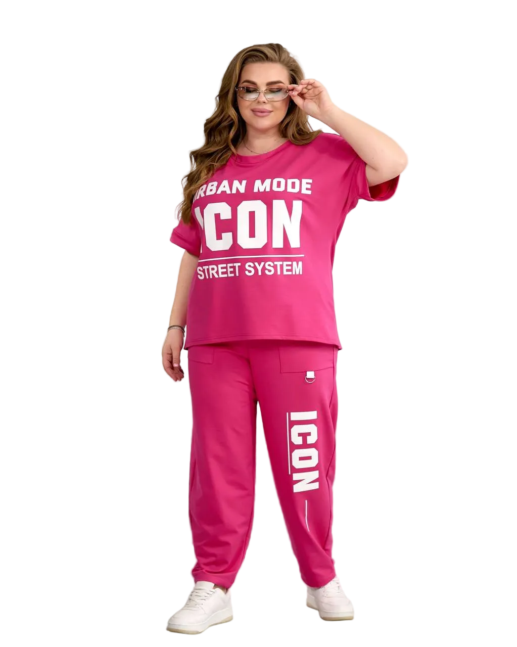 Pink Plus Size Tracksuit Women ICON Streetwear Double Knit Athleisure Set