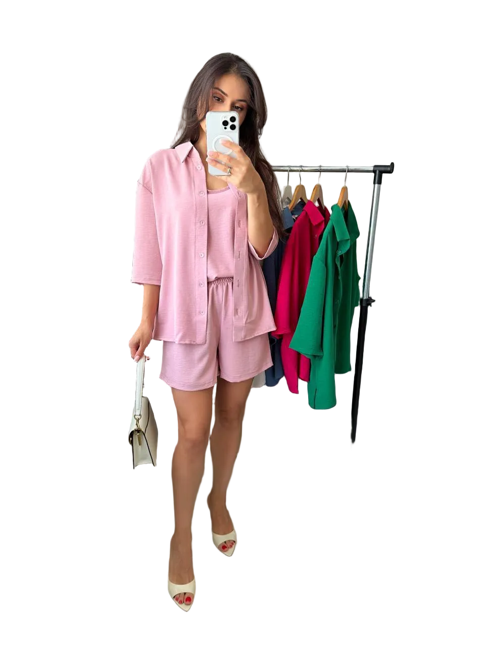 Three Piece Suit For Women Krep Zhatka Pink