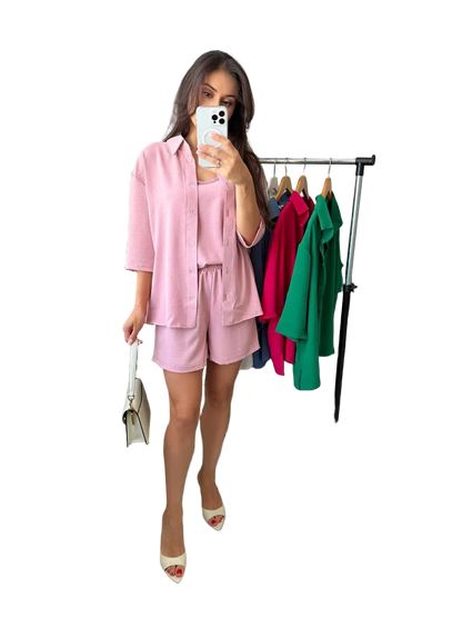 Three Piece Suit For Women Krep Zhatka Pink