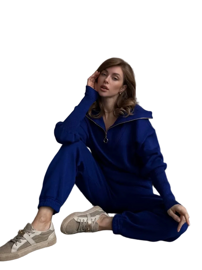 Denni Knit Suit Women Cobalt Merino Wool Cotton Blend