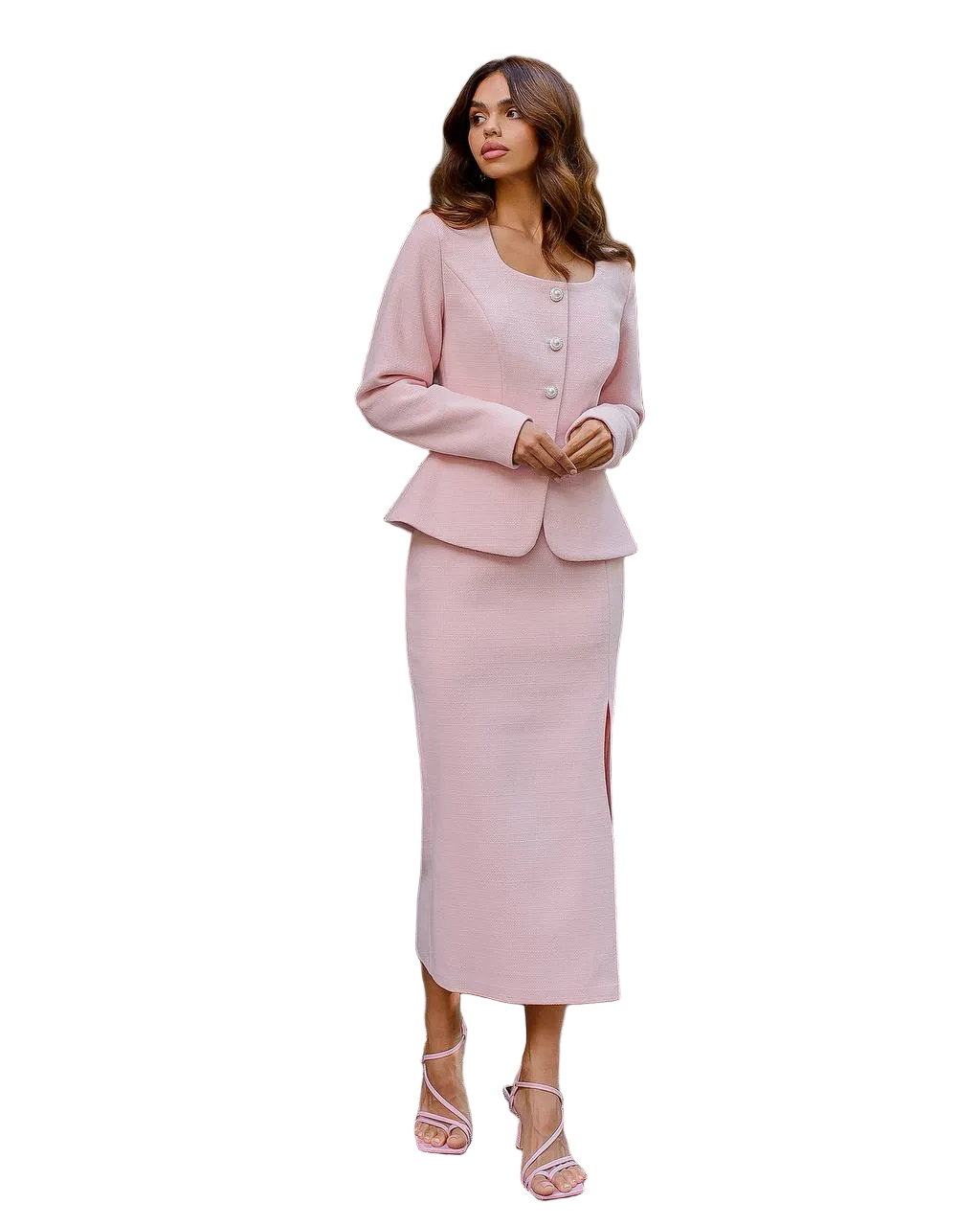 Womens Chanel Style Tweed Jacket and Skirt Suit