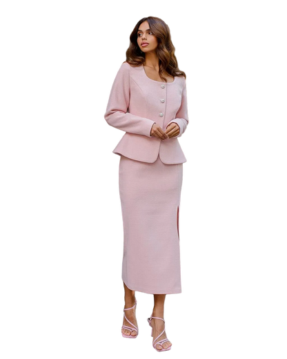 Womens Chanel Style Tweed Jacket and Skirt Suit