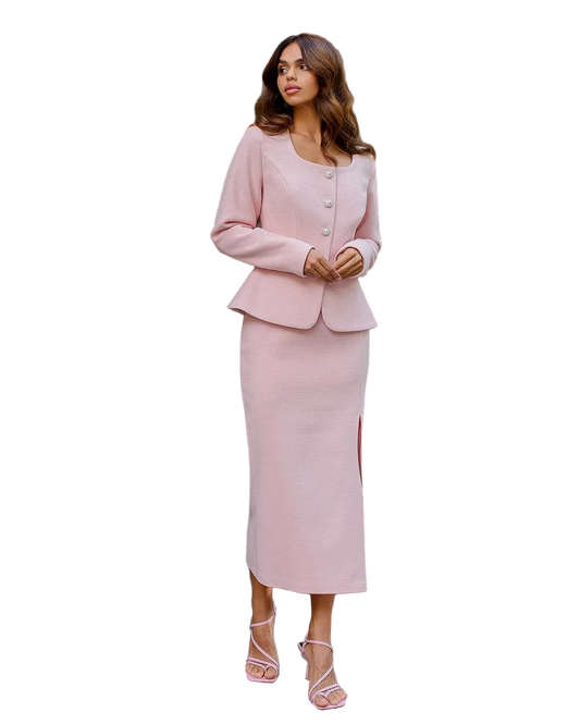 Womens Chanel Style Tweed Jacket and Skirt Suit
