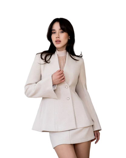 Womens Tweed Blazer and Mini Skirt Suit Set